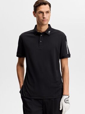 [NWT] J Lindeberg Black Tour Tech Regular Fit Golf Polo T-Shirt - Sz S